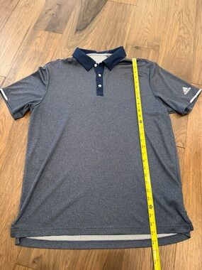 Adidas Golf Men's Size Large Blue Heather Performance Polo Shirt Navy Collar